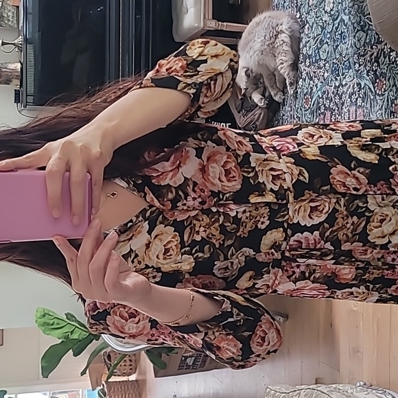 Floral retro button shirt dress - Picture 3 of 4